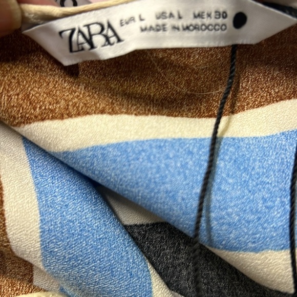 Zara Multicolored Graphic Tie Sleeve Blouse - Picture 6 of 6